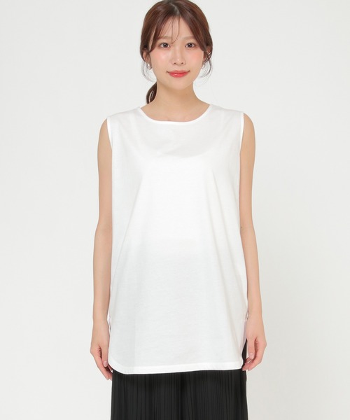 ikka（イッカ）の「裾ラウンドノースリプルオーバー（タンクトップ・レディース・ブラック/オフホワイト/その他1・M/L）」の16枚目の写真