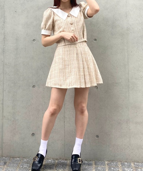 TITTY&CO.(ティティーアンドコー)の「【TITTY&CO.】サイドプリーツツイードスカート(スカート・レディース・ベージュ/ライトブルー・SMALL/MEDIUM)」の14枚目の写真