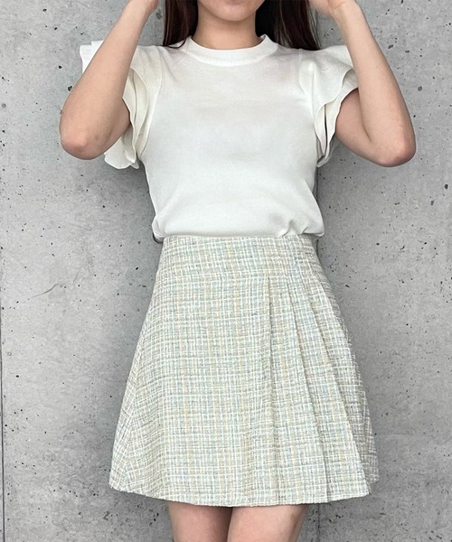 TITTY&CO.(ティティーアンドコー)の「【TITTY&CO.】サイドプリーツツイードスカート(スカート・レディース・ベージュ/ライトブルー・SMALL/MEDIUM)」の12枚目の写真