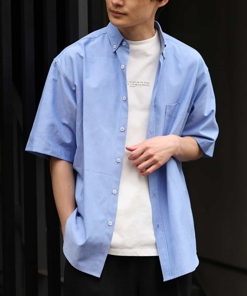 a.v.v(アーヴェヴェ)の「オックスBIGシャツ(シャツ/ブラウス・メンズ・ホワイト/ブルー・46/48)」の1枚目の写真