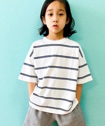 THE CASUAL | ビッグシルエット 先染めボーダー クルーネック半袖Tシャツ キッズ(Tシャツ/カットソー)