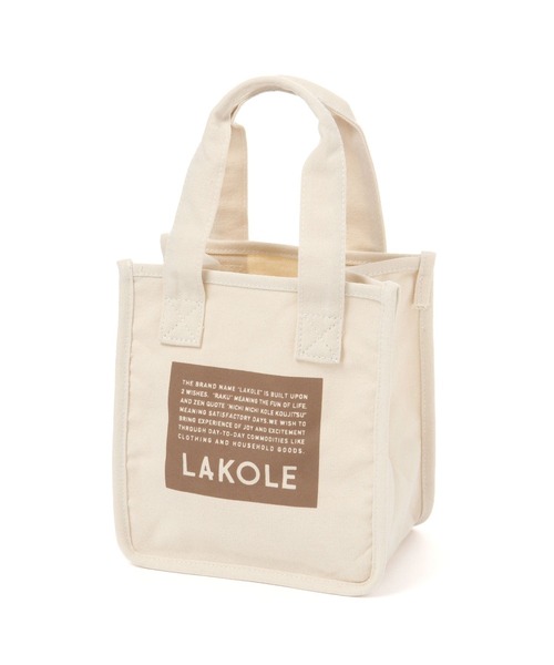 LAKOLE（ラコレ）の「LAKOLEスクエアロゴミニトートバッグ / 272774（トートバッグ・レディース・イエロー/グリーン/ライトブラウン/チャコール・FREE）」の3枚目の写真