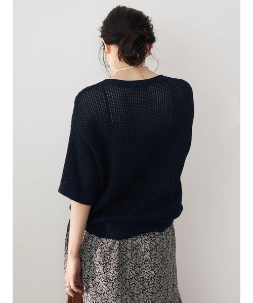 AMERICAN HOLIC（アメリカンホリック）の「透かし編みニットプルオーバー　-ウォッシャブル-（ニット/セーター・レディース・ネイビー/ブラウン/アイボリー・M/L）」の14枚目の写真