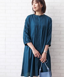 レーヨン素材ピンタック使いワンピース