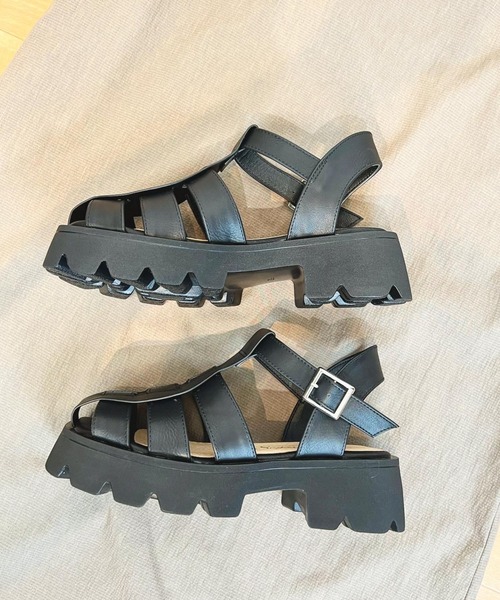 Sugar Sugar（シュガーシュガー）の「【SUGAR SUGAR シュガーシュガー】厚底グルカサンダル（サンダル・レディース・ブラック/シルバー/ベージュ/ダークブラウン・LL/S/M/L）」の22枚目の写真