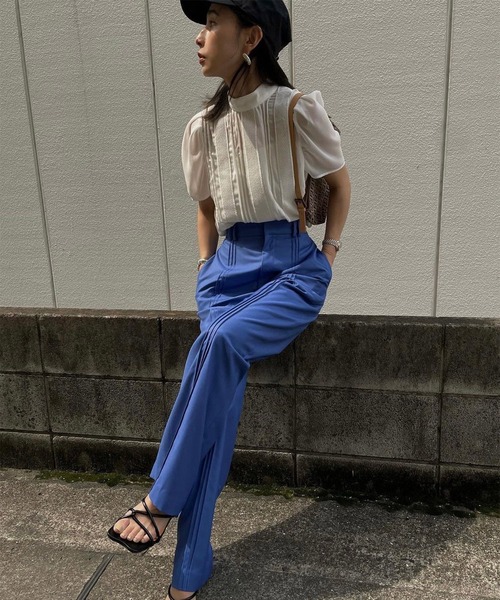 Ameri（アメリ）の「MEDI BACK CROSS LACE CHIFFON TOP（シャツ/ブラウス・レディース・ホワイト/ブラック・FREE）」の3枚目の写真