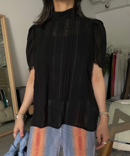 Ameri（アメリ）の「MEDI BACK CROSS LACE CHIFFON TOP（シャツ/ブラウス・レディース・ホワイト/ブラック・FREE）」の9枚目の写真