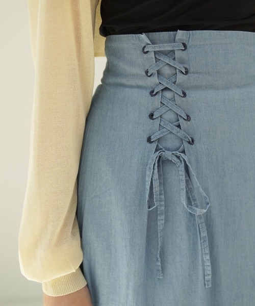 TINA:JOJUN(ティーナジョジュン)の「Indian cotton sheer denim レースアップスカート TINA:JOJUN(デニムスカート・レディース・ブルー/インディゴブルー・S/M)」の18枚目の写真
