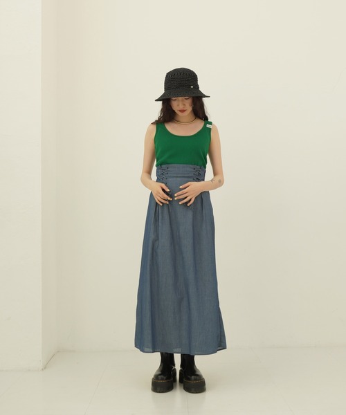 セール】Indian cotton sheer denim レースアップスカート TINA