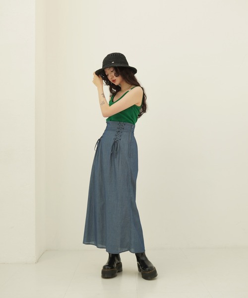 TINA:JOJUN(ティーナジョジュン)の「Indian cotton sheer denim レースアップスカート TINA:JOJUN(デニムスカート・レディース・ブルー/インディゴブルー・S/M)」の15枚目の写真