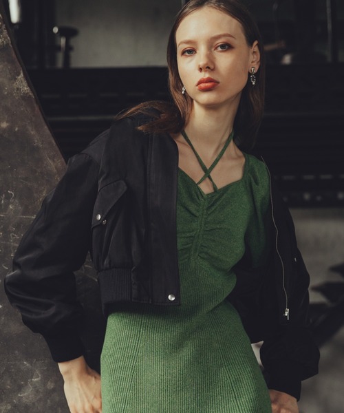 Cheek（チーク）の「ショートＭＡ－１（MA-1・レディース・ブラック/オレンジ/グリーン・MEDIUM）」の9枚目の写真