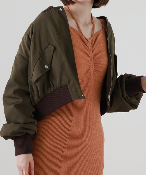 Cheek（チーク）の「ショートＭＡ－１（MA-1・レディース・ブラック/オレンジ/グリーン・MEDIUM）」の12枚目の写真