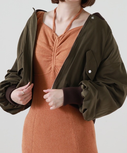 Cheek（チーク）の「ショートＭＡ－１（MA-1・レディース・ブラック/オレンジ/グリーン・MEDIUM）」の13枚目の写真