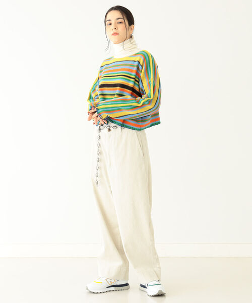 BEAMS BOY(ビームスボーイ)の「BEAMS BOY / 5ウェル コーデュロイ パンツ(その他パンツ・レディース・ネイビー/アイボリー・1/2)」の4枚目の写真