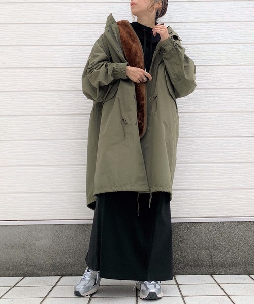 Q（キュー）の「ファー付きモッズコート（モッズコート・レディース・ブラック/カーキ・MEDIUM）」の5枚目の写真