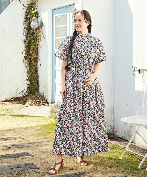 欧州航路（オウシュウコウロ）の「【欧州航路】フルールワンピース（ワンピース・レディース・ブラックミックス・FREE）」の4枚目の写真