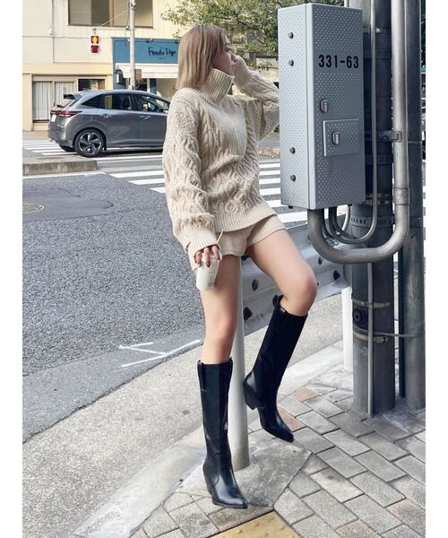 EVRIS（エヴリス）の「ニットショートパンツ【セットアップ着用可能】（その他パンツ・レディース・ブラック/ブルー/アイボリー/マスタード・FREE）」の8枚目の写真