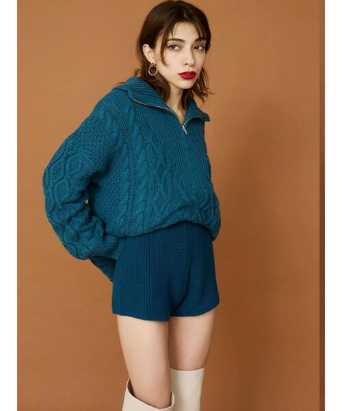 EVRIS（エヴリス）の「ニットショートパンツ【セットアップ着用可能】（その他パンツ・レディース・ブラック/ブルー/アイボリー/マスタード・FREE）」の13枚目の写真