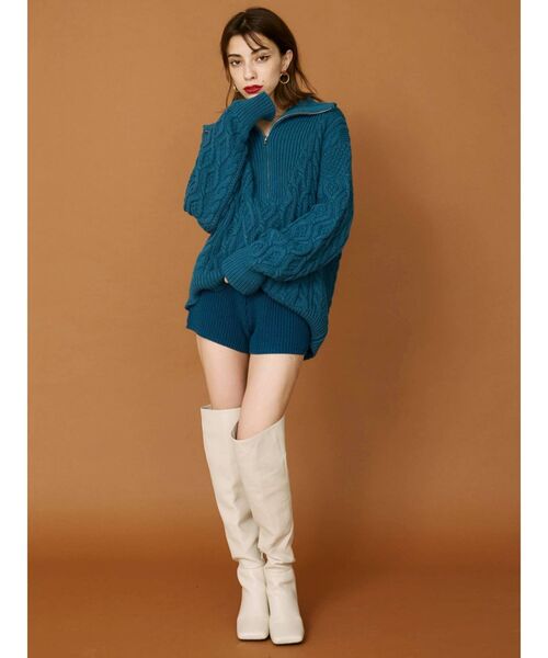 EVRIS（エヴリス）の「ニットショートパンツ【セットアップ着用可能】（その他パンツ・レディース・ブラック/ブルー/アイボリー/マスタード・FREE）」の10枚目の写真