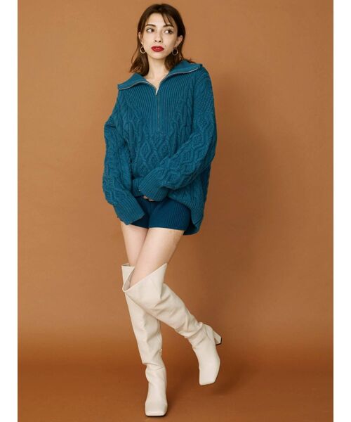 EVRIS（エヴリス）の「ニットショートパンツ【セットアップ着用可能】（その他パンツ・レディース・ブラック/ブルー/アイボリー/マスタード・FREE）」の17枚目の写真