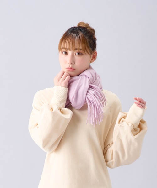 estaa（エスタ）の「とろーりビッグマフラー　”カジュアルチェック”（マフラー・レディース・ブラック/ライトピンク/オフホワイト/クリーム/ネイビー/ピンク/ブラック×ホワイト/ミント/ベージュ/ネイビー×ホワイト/サンドベージュ/グレー/キャメル/シャーベット/ダークブルー/ライトグレー/アイボリー/オートミール/サックスブルー/グレー系その他・FREE）」の19枚目の写真
