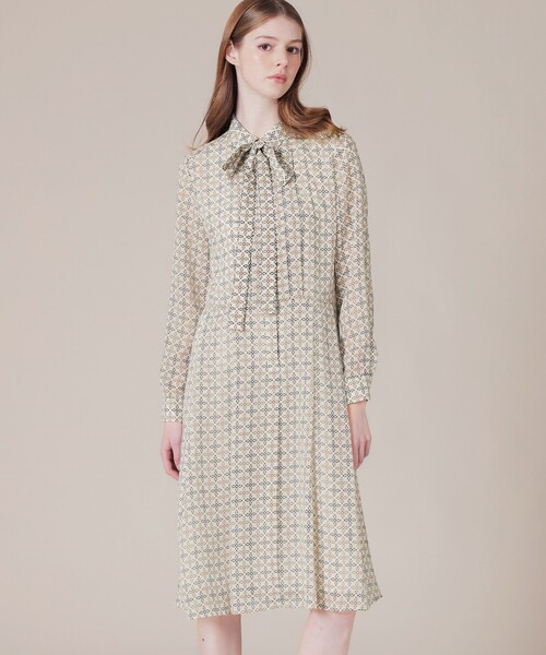 MACKINTOSH LONDON（マッキントッシュ ロンドン）の「バイカラーアンドリューパターンワンピース（ワンピース・レディース・ネイビー/オフホワイト・40/38）」の2枚目の写真