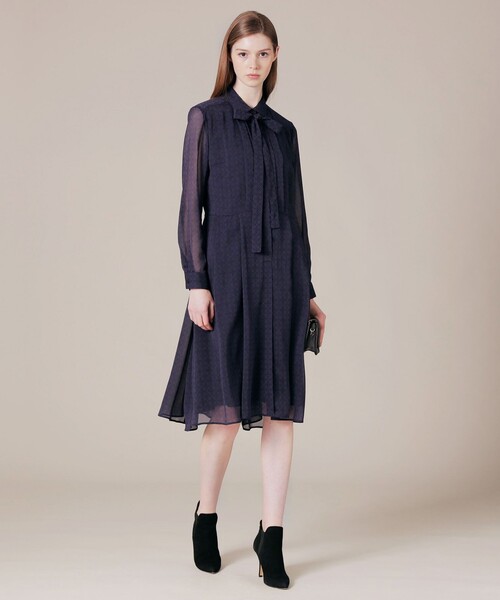 MACKINTOSH LONDON（マッキントッシュ ロンドン）の「バイカラーアンドリューパターンワンピース（ワンピース・レディース・ネイビー/オフホワイト・40/38）」の10枚目の写真