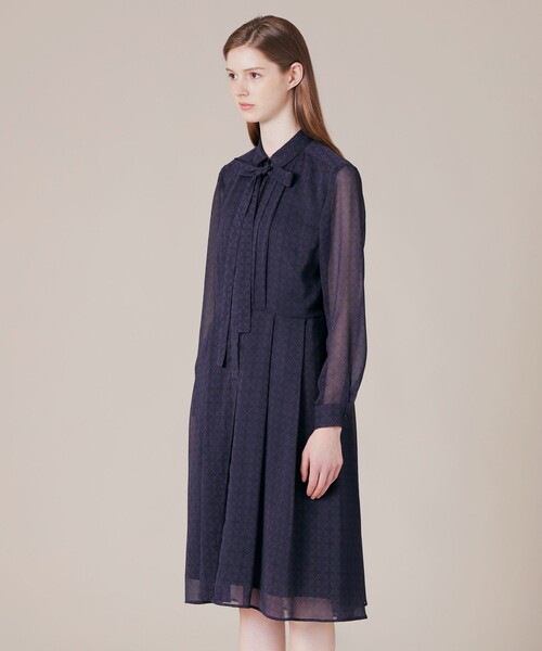 MACKINTOSH LONDON（マッキントッシュ ロンドン）の「バイカラーアンドリューパターンワンピース（ワンピース・レディース・ネイビー/オフホワイト・40/38）」の7枚目の写真