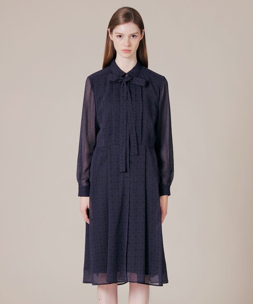 MACKINTOSH LONDON（マッキントッシュ ロンドン）の「バイカラーアンドリューパターンワンピース（ワンピース・レディース・ネイビー/オフホワイト・40/38）」の5枚目の写真