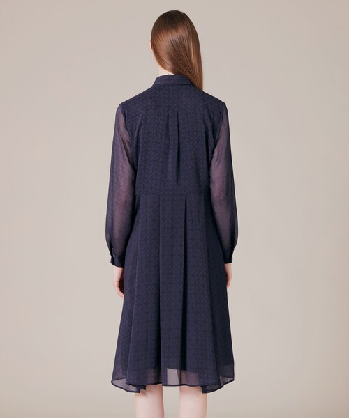 MACKINTOSH LONDON（マッキントッシュ ロンドン）の「バイカラーアンドリューパターンワンピース（ワンピース・レディース・ネイビー/オフホワイト・40/38）」の4枚目の写真