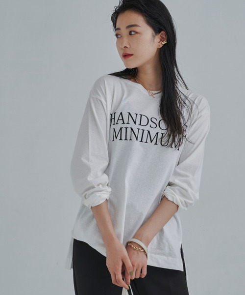 CLEARIMPRESSION （クリアインプレッション）の「HANDSOME MINIMUMロゴロングTシャツ（Tシャツ/カットソー・レディース・ホワイト/チャコールグレー・FREE）」の13枚目の写真