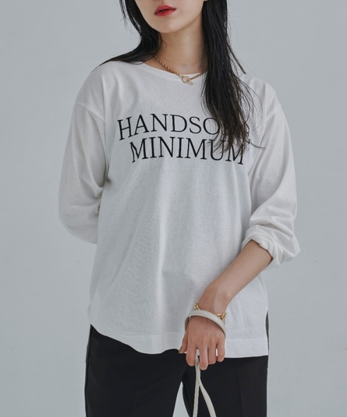 CLEARIMPRESSION （クリアインプレッション）の「HANDSOME MINIMUMロゴロングTシャツ（Tシャツ/カットソー・レディース・ホワイト/チャコールグレー・FREE）」の8枚目の写真