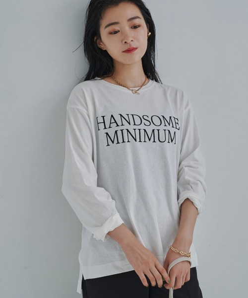 CLEARIMPRESSION （クリアインプレッション）の「HANDSOME MINIMUMロゴロングTシャツ（Tシャツ/カットソー・レディース・ホワイト/チャコールグレー・FREE）」の11枚目の写真