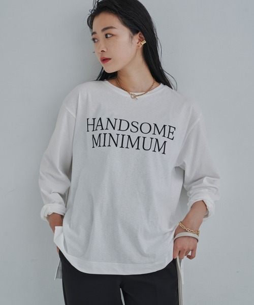 CLEARIMPRESSION （クリアインプレッション）の「HANDSOME MINIMUMロゴロングTシャツ（Tシャツ/カットソー・レディース・ホワイト/チャコールグレー・FREE）」の17枚目の写真