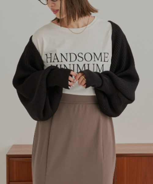 CLEARIMPRESSION （クリアインプレッション）の「HANDSOME MINIMUMロゴロングTシャツ（Tシャツ/カットソー・レディース・ホワイト/チャコールグレー・FREE）」の19枚目の写真