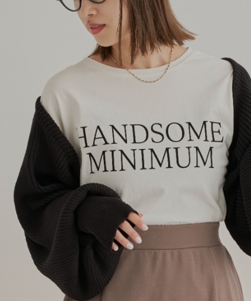CLEARIMPRESSION （クリアインプレッション）の「HANDSOME MINIMUMロゴロングTシャツ（Tシャツ/カットソー・レディース・ホワイト/チャコールグレー・FREE）」の18枚目の写真