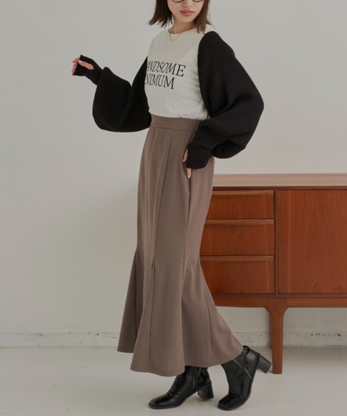 CLEARIMPRESSION （クリアインプレッション）の「HANDSOME MINIMUMロゴロングTシャツ（Tシャツ/カットソー・レディース・ホワイト/チャコールグレー・FREE）」の20枚目の写真