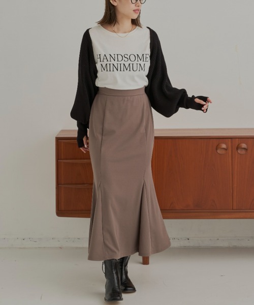 CLEARIMPRESSION （クリアインプレッション）の「HANDSOME MINIMUMロゴロングTシャツ（Tシャツ/カットソー・レディース・ホワイト/チャコールグレー・FREE）」の21枚目の写真