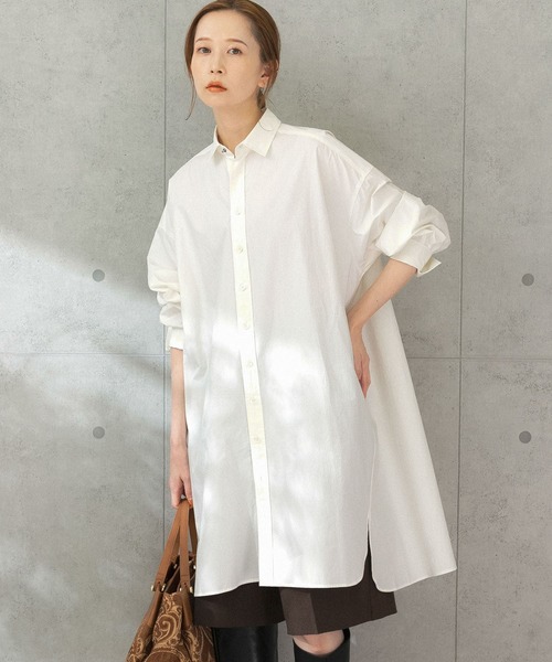 URBAN RESEARCH ROSSO WOMEN（アーバンリサーチ　ロッソ）の「オーバーロングシャツ（シャツ/ブラウス・レディース・ホワイト/ベージュ/パープル系その他・FREE）」の2枚目の写真