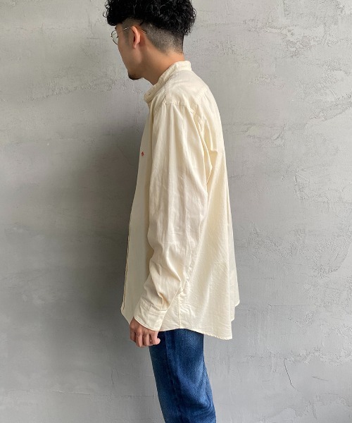 DANTON（ダントン）の「[DANTON/ダントン] 細コーデュロイ バンドカラーシャツ（シャツ/ブラウス・レディース・ダークグリーン/オフホワイト/キャメル・40/42）」の4枚目の写真