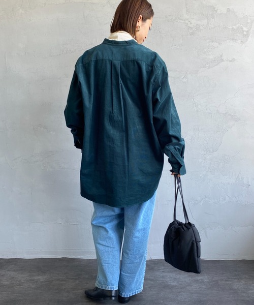 DANTON（ダントン）の「[DANTON/ダントン] 細コーデュロイ バンドカラーシャツ（シャツ/ブラウス・レディース・ダークグリーン/オフホワイト/キャメル・40/42）」の21枚目の写真