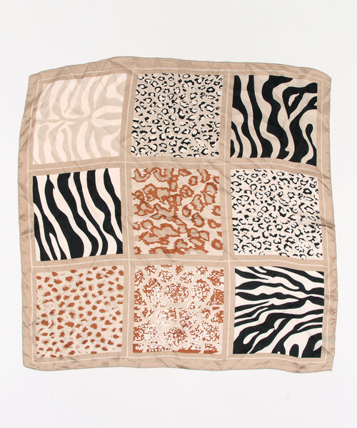 coca（coca）（コカ）の「アニマル柄スカーフ（バンダナ/スカーフ・レディース・ベージュ/ブラウン・ONE SIZE）」の2枚目の写真