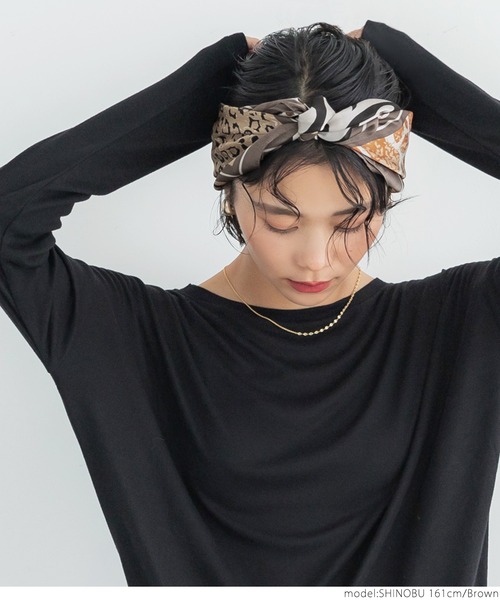 coca（coca）（コカ）の「アニマル柄スカーフ（バンダナ/スカーフ・レディース・ベージュ/ブラウン・ONE SIZE）」の8枚目の写真