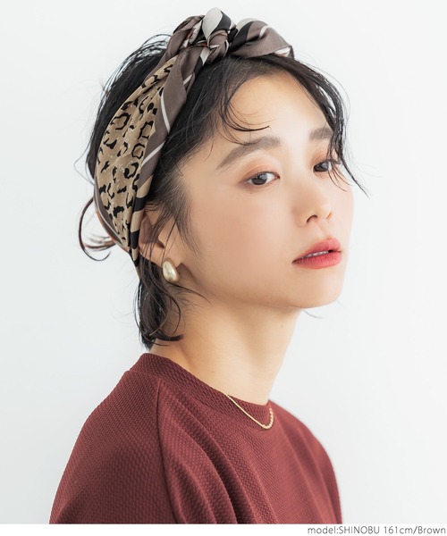 coca（coca）（コカ）の「アニマル柄スカーフ（バンダナ/スカーフ・レディース・ベージュ/ブラウン・ONE SIZE）」の13枚目の写真