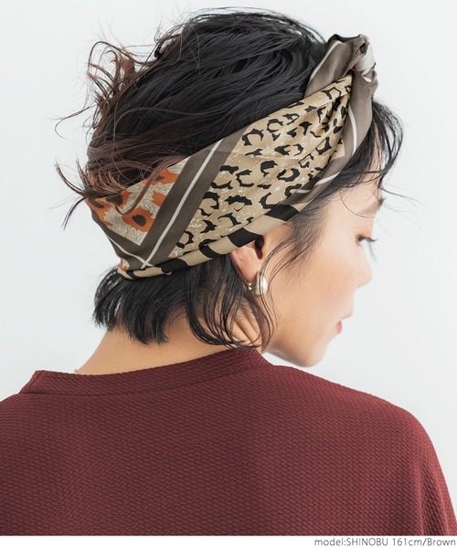 coca（coca）（コカ）の「アニマル柄スカーフ（バンダナ/スカーフ・レディース・ベージュ/ブラウン・ONE SIZE）」の10枚目の写真