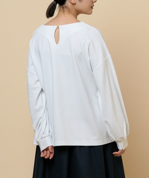 NIMES（ニーム）の「ラウンドカラーステッチカットソー（Tシャツ/カットソー・レディース・ベージュ/ネイビー/ホワイト・FREE）」の5枚目の写真