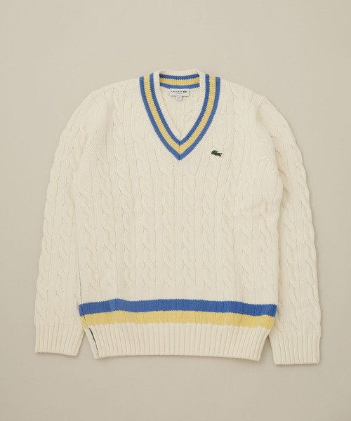 LACOSTE（ラコステ）の「LACOSTE/AH0493L（ニット/セーター・メンズ・ホワイト/ネイビー・4/5）」の2枚目の写真