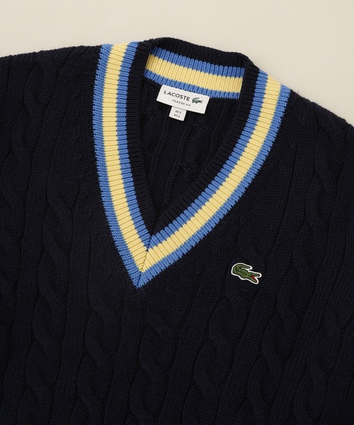 LACOSTE（ラコステ）の「LACOSTE/AH0493L（ニット/セーター・メンズ・ホワイト/ネイビー・4/5）」の4枚目の写真