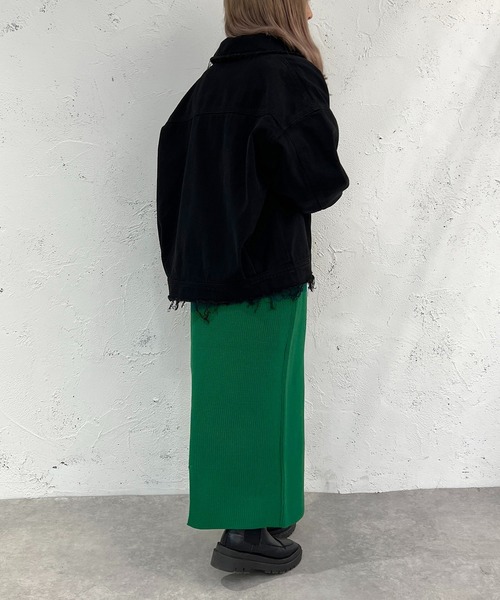 apres jour mignon（アプレジュールミニョン）の「デニムブルゾン【ZOZOTOWN限定アイテム】（ブルゾン・レディース・ブラック/ダークブルー・X-LARGE/フリー）」の9枚目の写真