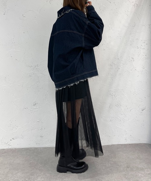 apres jour mignon（アプレジュールミニョン）の「デニムブルゾン【ZOZOTOWN限定アイテム】（ブルゾン・レディース・ブラック/ダークブルー・X-LARGE/フリー）」の15枚目の写真